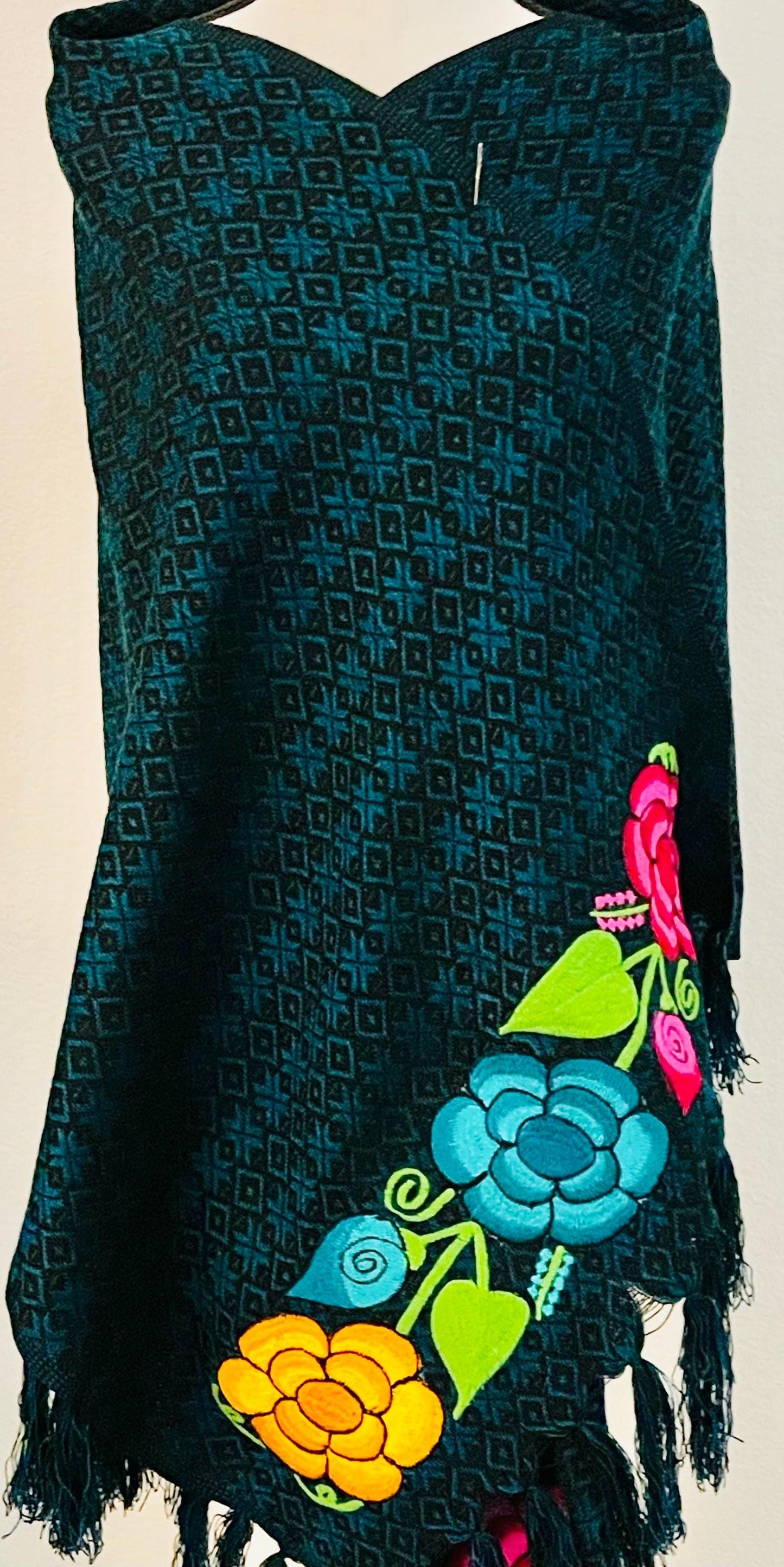 Embroidered Handmade Mexican Shawl Reboso Bordado Mexicano