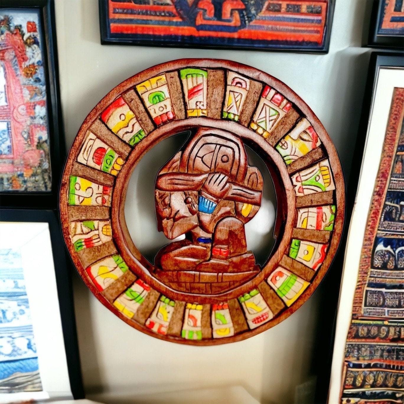 Wood Aztec Calendar Mexican Wall Art Artesanias Mexicanas Calendario Azteca De Madera
