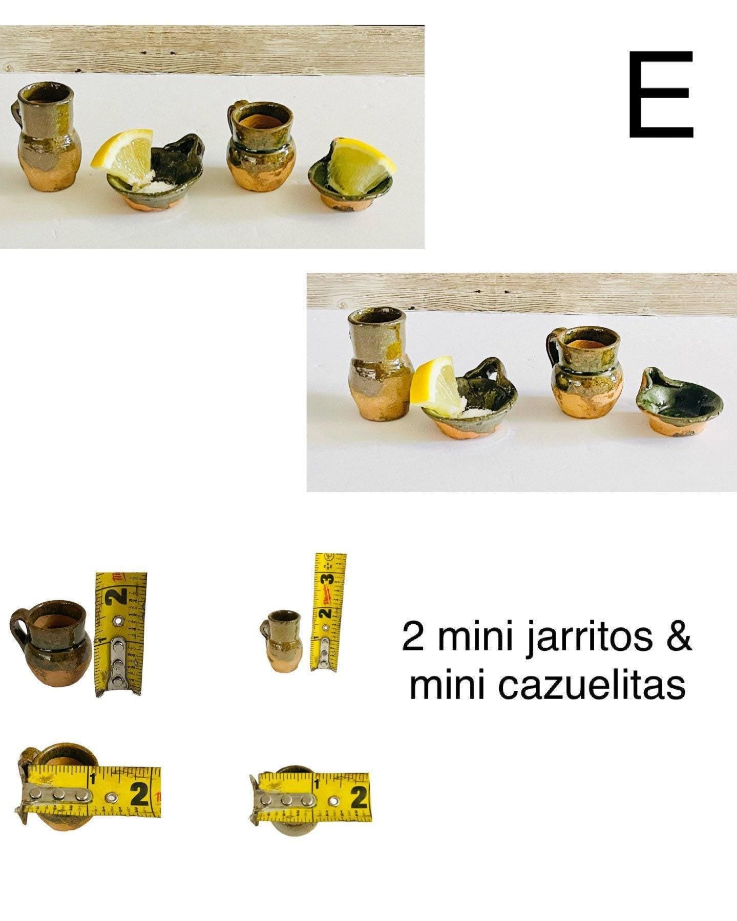 Mini Cantaritos for Tequila Shots with Mini Plates Mini Tequileros Y Cazuelitas de Barro