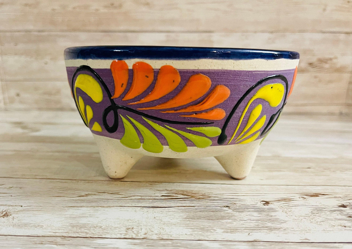 Terra Cota Mexican Molcajete Salt Shaker Napkin Holder & Salsa Bowl 4 Piece Set