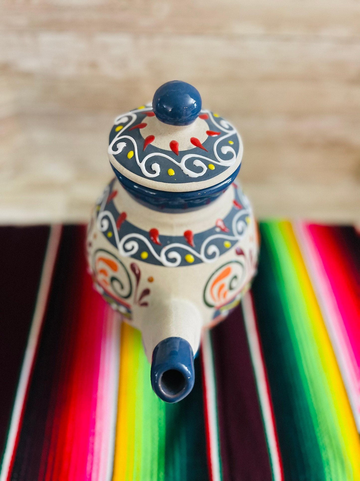 Terra Cotta Mexican Art Pottery CoffeeTea Pot Jarra Lechera Cafetera Artesanal Mexicana Engove