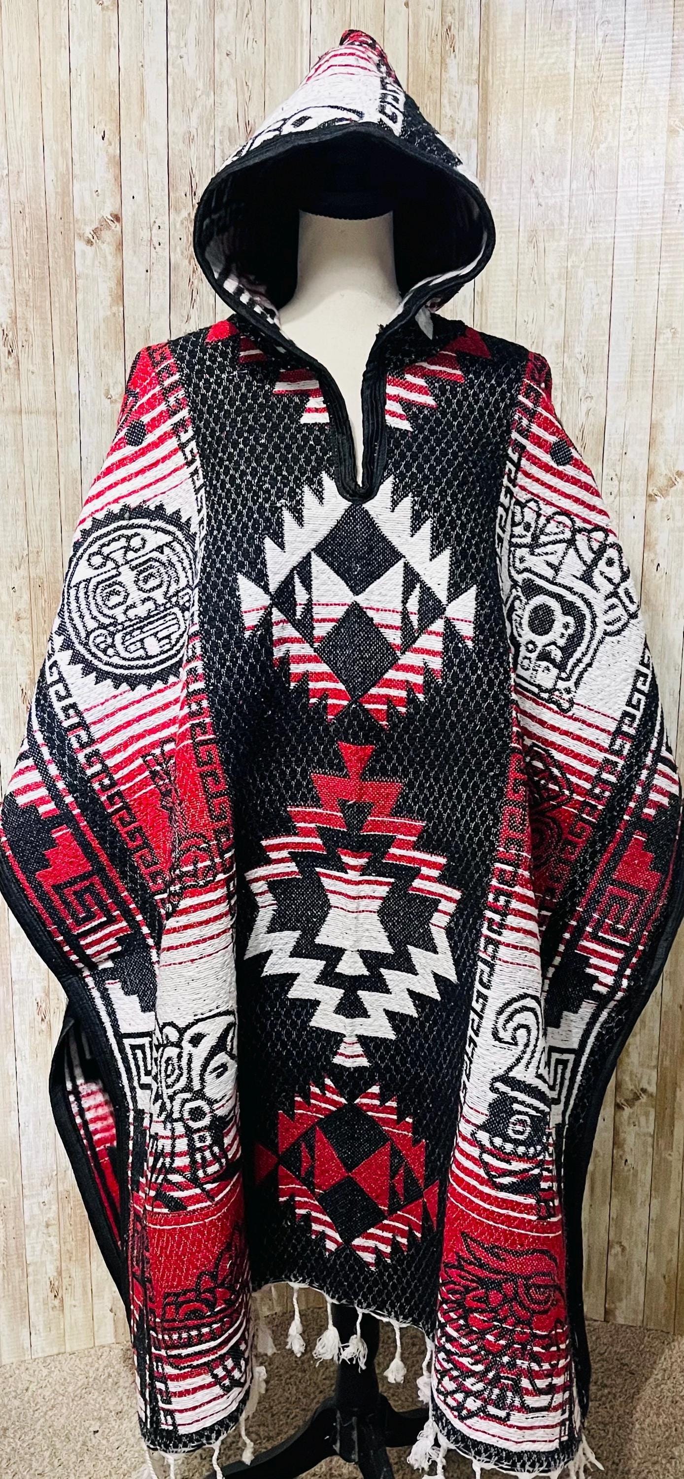 Mexican Greek Aztec Calendar Double Sided Poncho Poncho Mexicano Doble Vista Calendario Azteca Greco