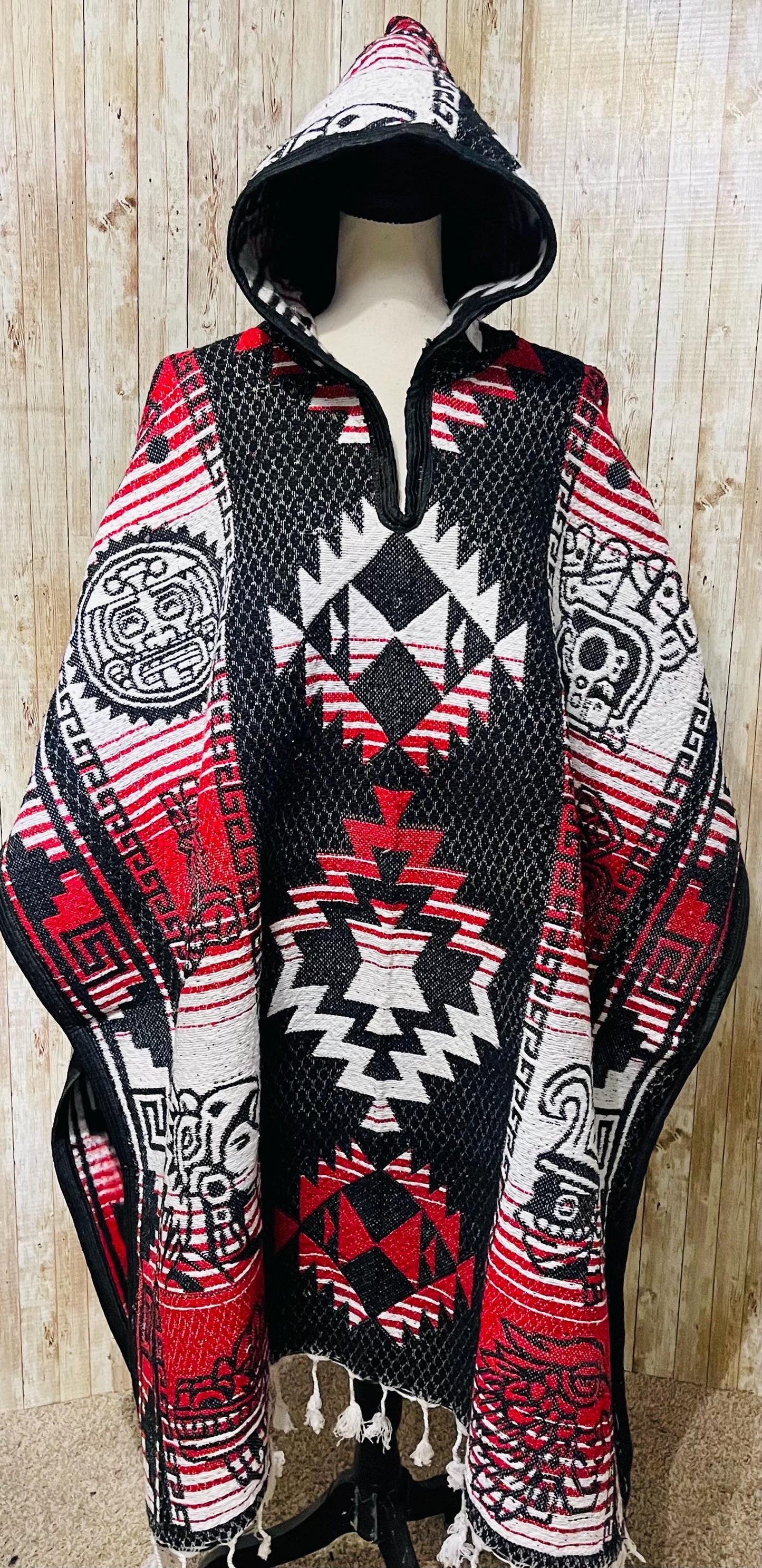 Mexican Greek Aztec Calendar Double Sided Poncho Poncho Mexicano Doble Vista Calendario Azteca Greco