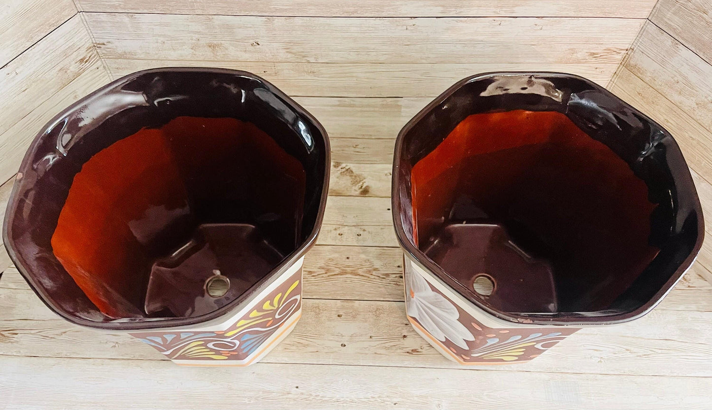 2x Terracota Pottery Mexican PlanterFlower Pot Macetero De Barro Mexicano