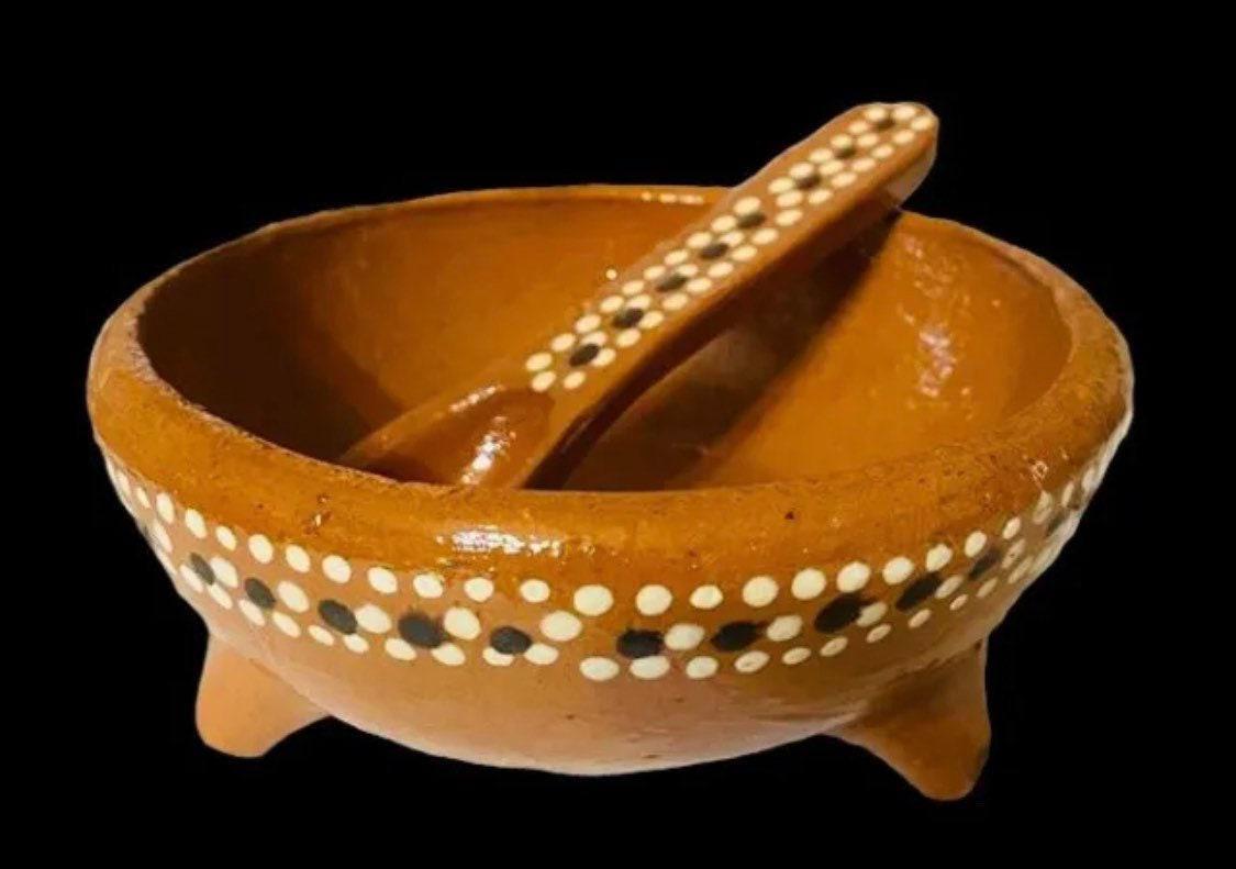 Salsero oh Molcajete De Barro con Cuchara Terracota Salsa Molcajete Clay Bowl with Spoon