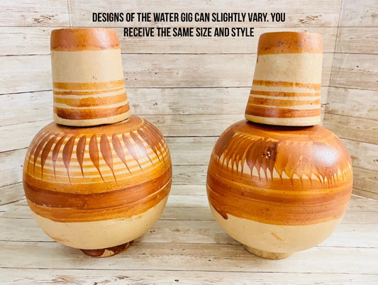 2x Mexican Clay WaterJug & Cup 2 Botellónes Garrafón de Barro con Tapa Mexicano