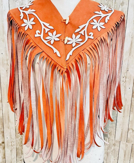 Cowboy Western Shoulder Cape with Fringes Chaleco/Capa Vaquero con Flecos Size Small/Medium