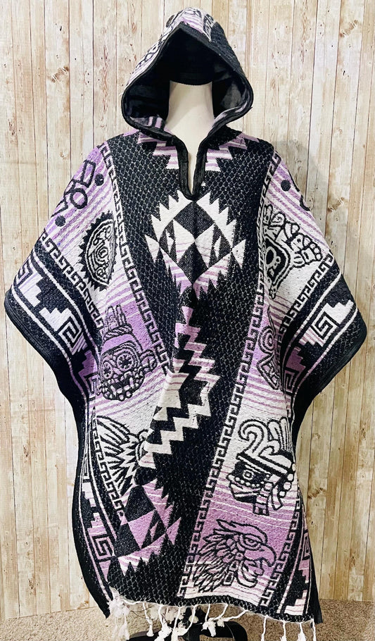 Mexican Greek Aztec Calendar Double Sided Poncho Poncho Mexicano Doble Vista Calendario Azteca Greco