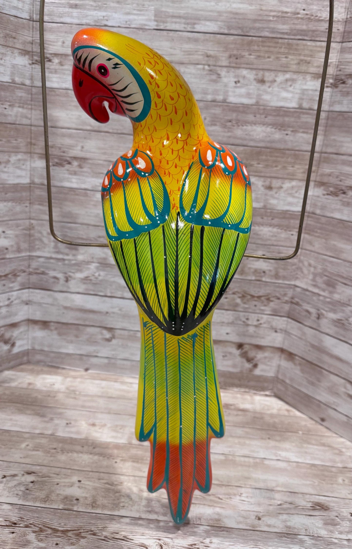 Hanging Exotic Bird in Ring Mexican Pottery Ceramic Pajaro De Cerámica