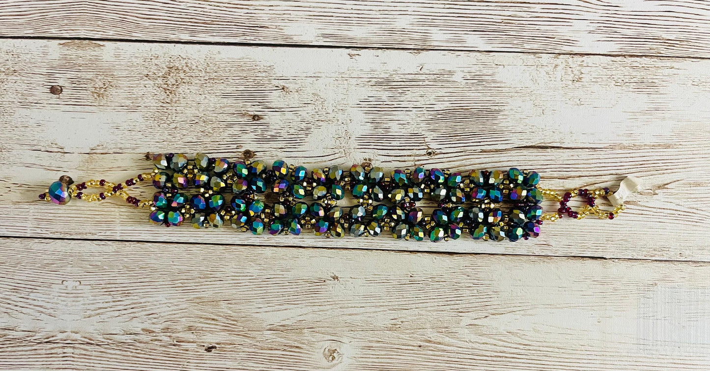 CHAQUIRA Huichol Mexican Bracelet Pulsera Chaquira Huichol Maya de Cristal