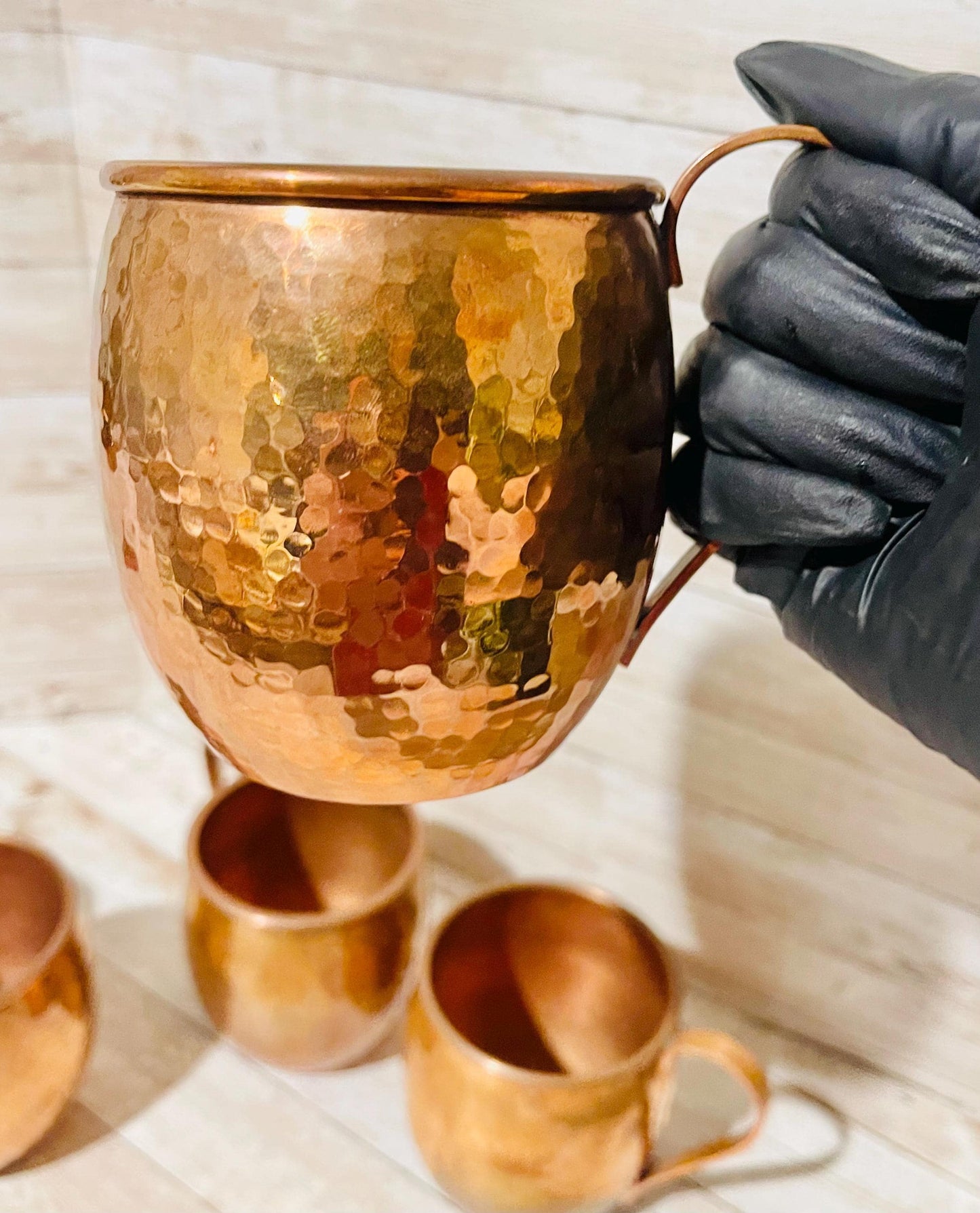 4x Mexican Copper Cups 4 Vasos de Cobre Mexicano