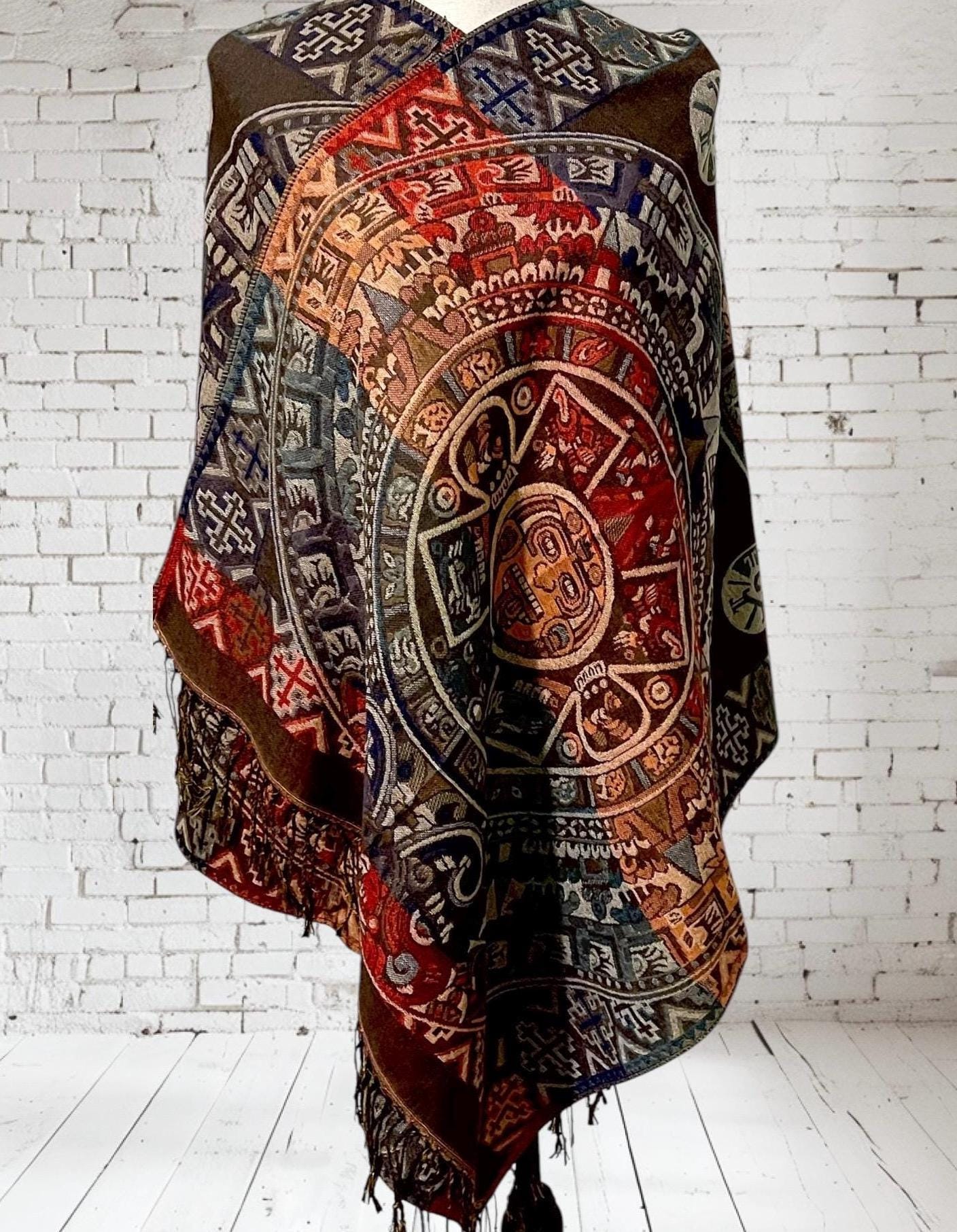 Maya Calendar Mexican Thin Shawl Wrap Reboso Mexicano de Calendario Maya/Azteca Delgado