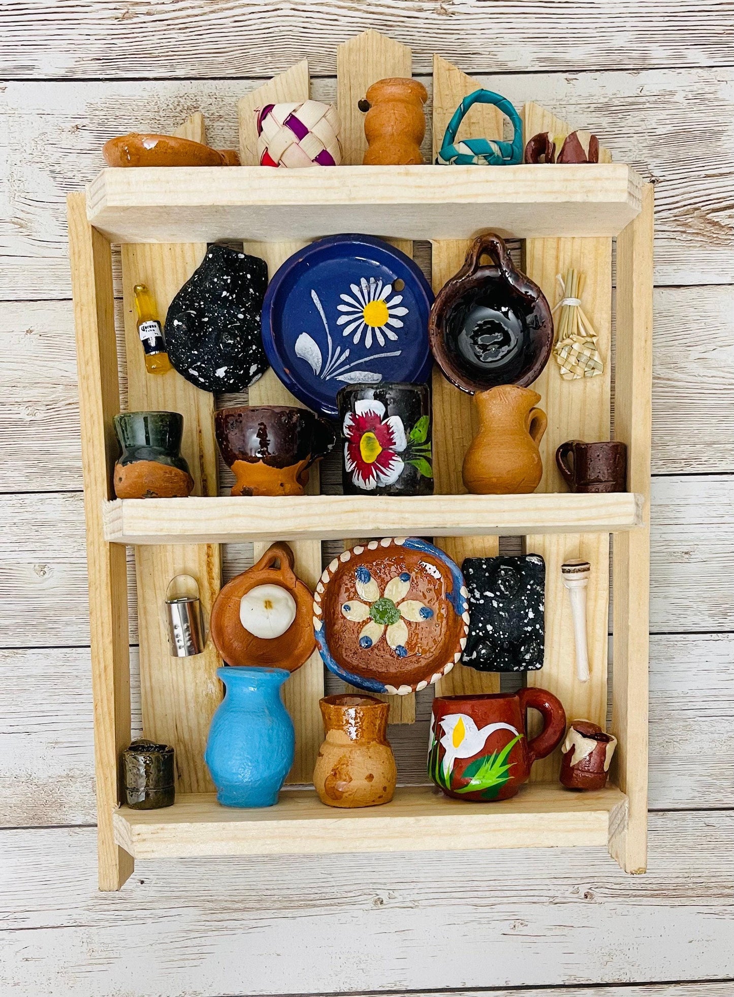 Mexican Kitchen Trasterito with Miniature Accessories Trasterito de Cocina con Accesorios en Miniatura