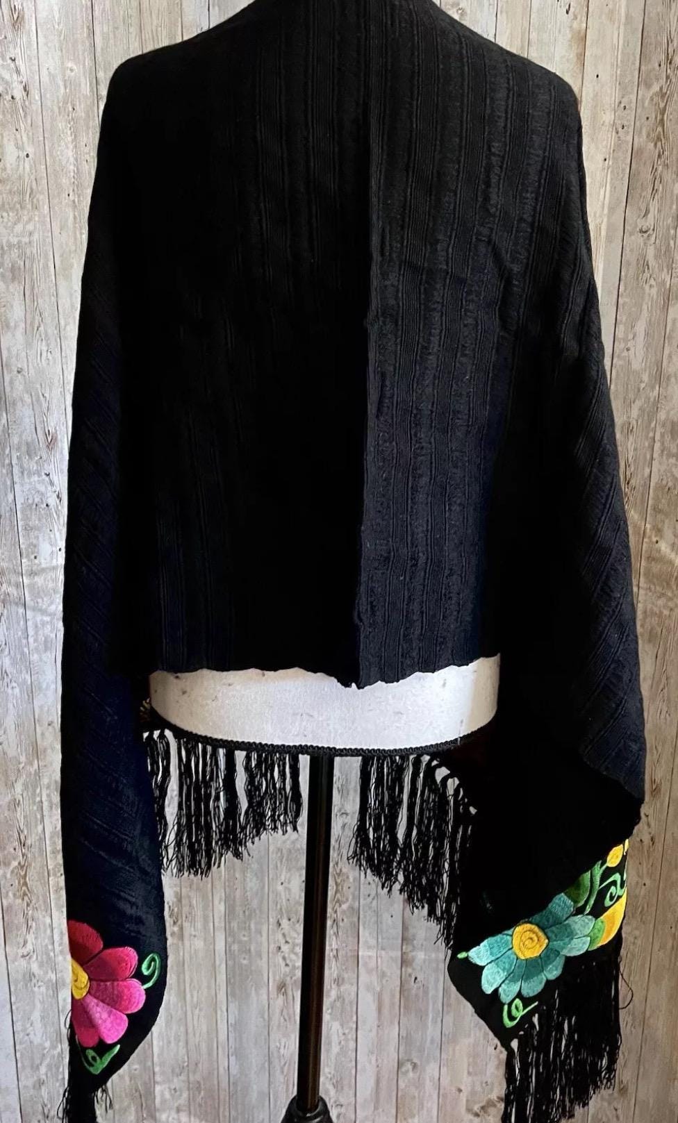 Embroidered Handmade Mexican Shawl Reboso Bordados en Telar