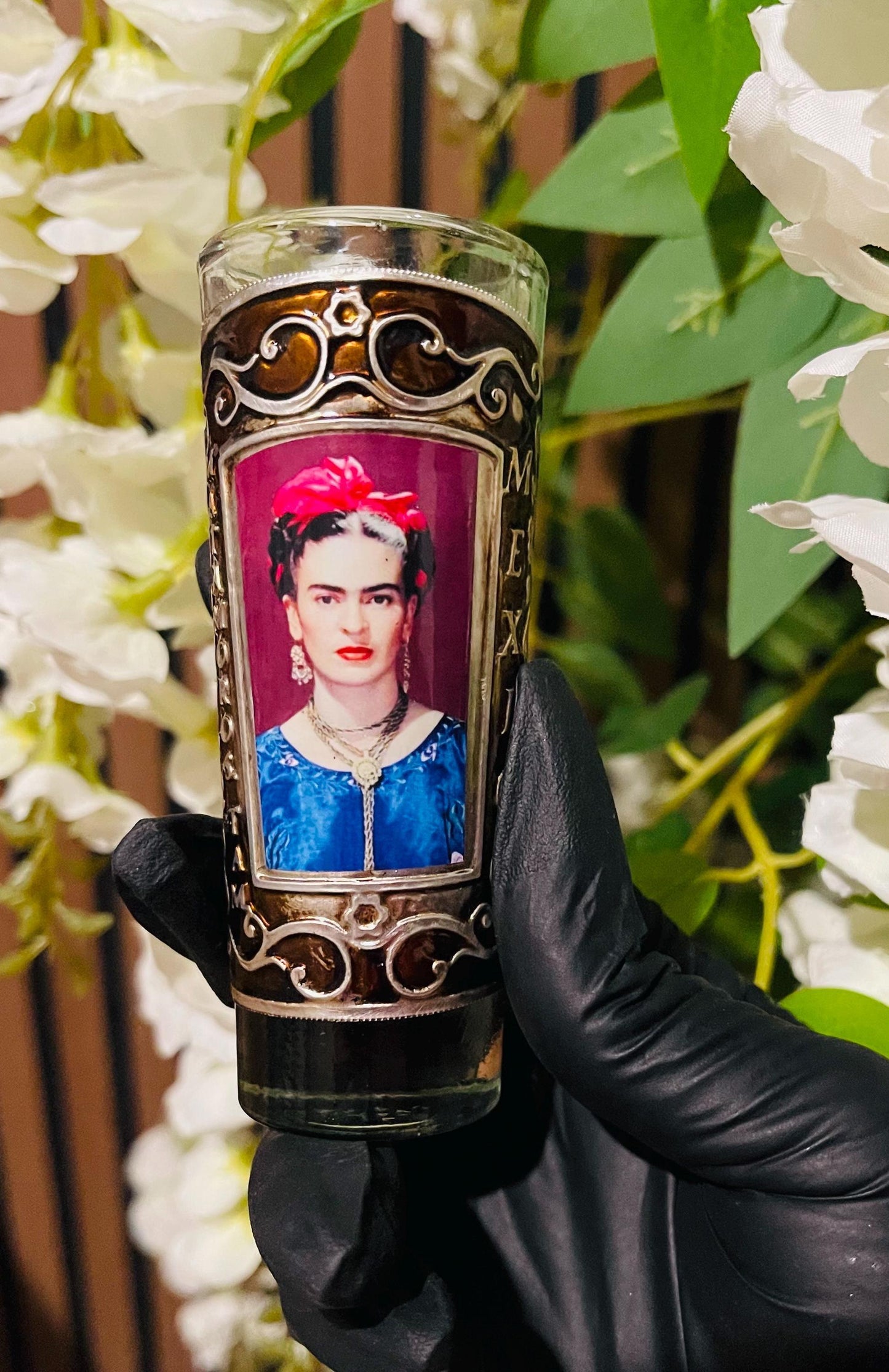 3x Frida Kahlo Mexican Glass Shot Cups Vasos Tequileros De Vidrio de Frida Kahlo Set De 3x