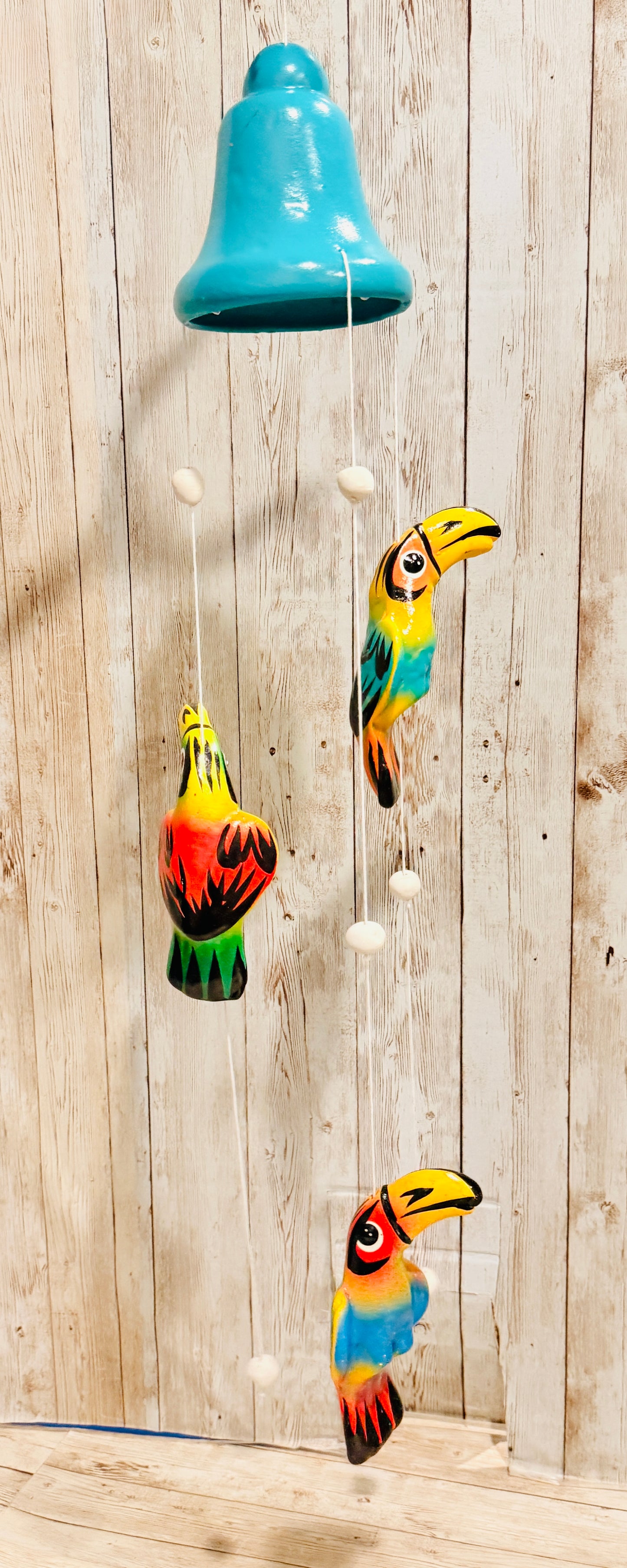 Mexican Ceramic Toucans Wind Chime Campana de Viento Mexicana de Tucanes