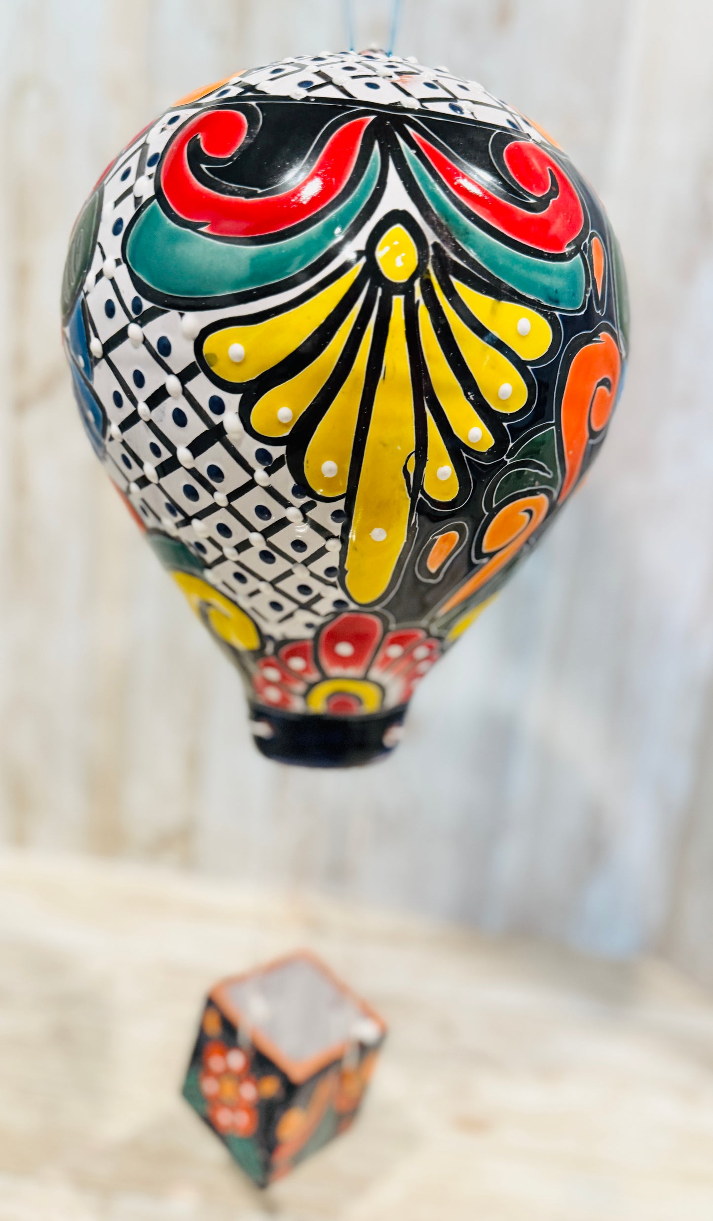 Mexican Talavera Hot Air Ballon Ceramic Hanging Decor Globo Aerostático Mexicano de Talavera Globo de Aire
