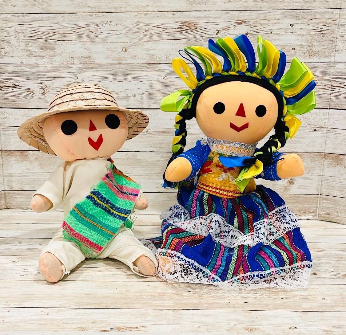 2 Set Rag Mexican Couple Lele Dolls 12 Inches Pareja de Leles Muñecas  Artesanales Mexicanas 12 Pulgadas