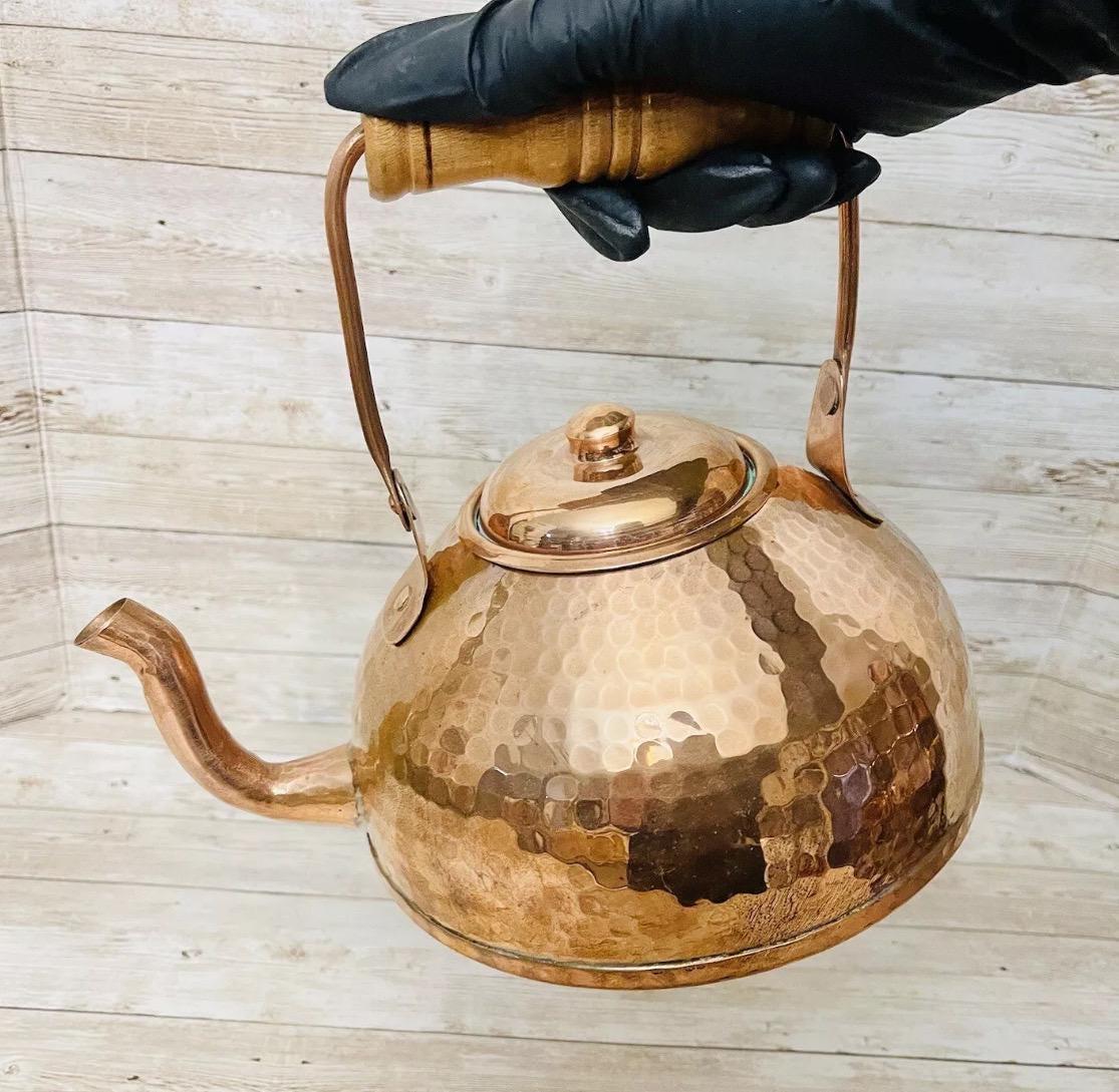 Mexican Copper Coffee Tea Pot with Pouring Cup Cafetera/Tetera de Cobre Mexicano con Taza para Servir