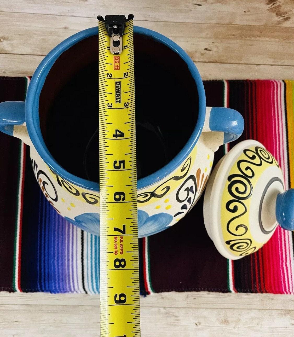 Olla de Barro Frijolera con Tapa Terra Cota Pot with lid Fits Up To 128 Fl. Oz