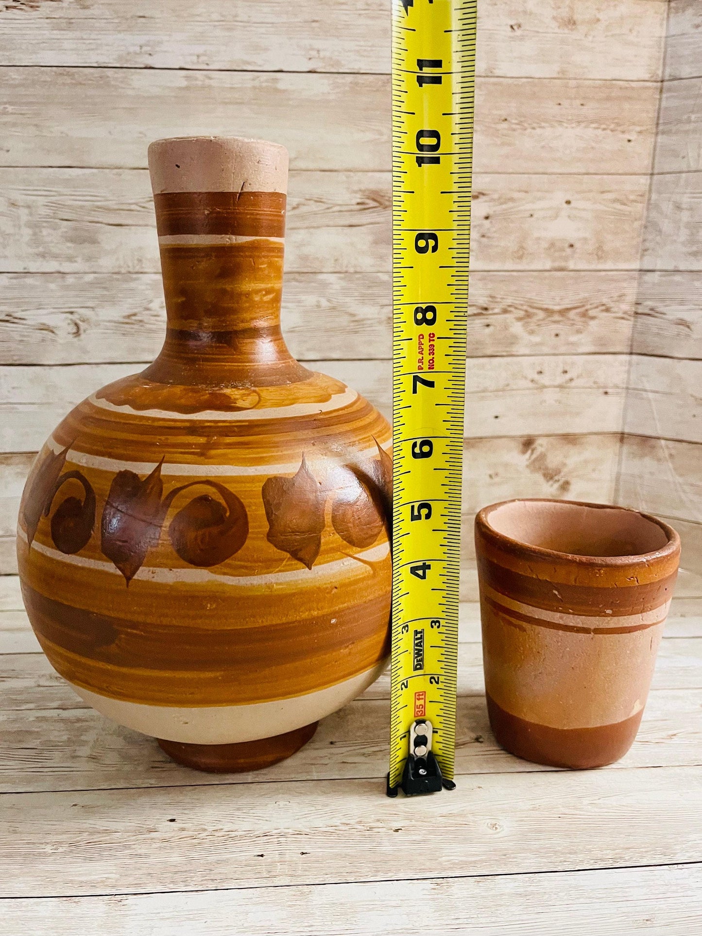 Mexican Clay WaterJug & Cup Botellón Garrafón de Barro Mexicano