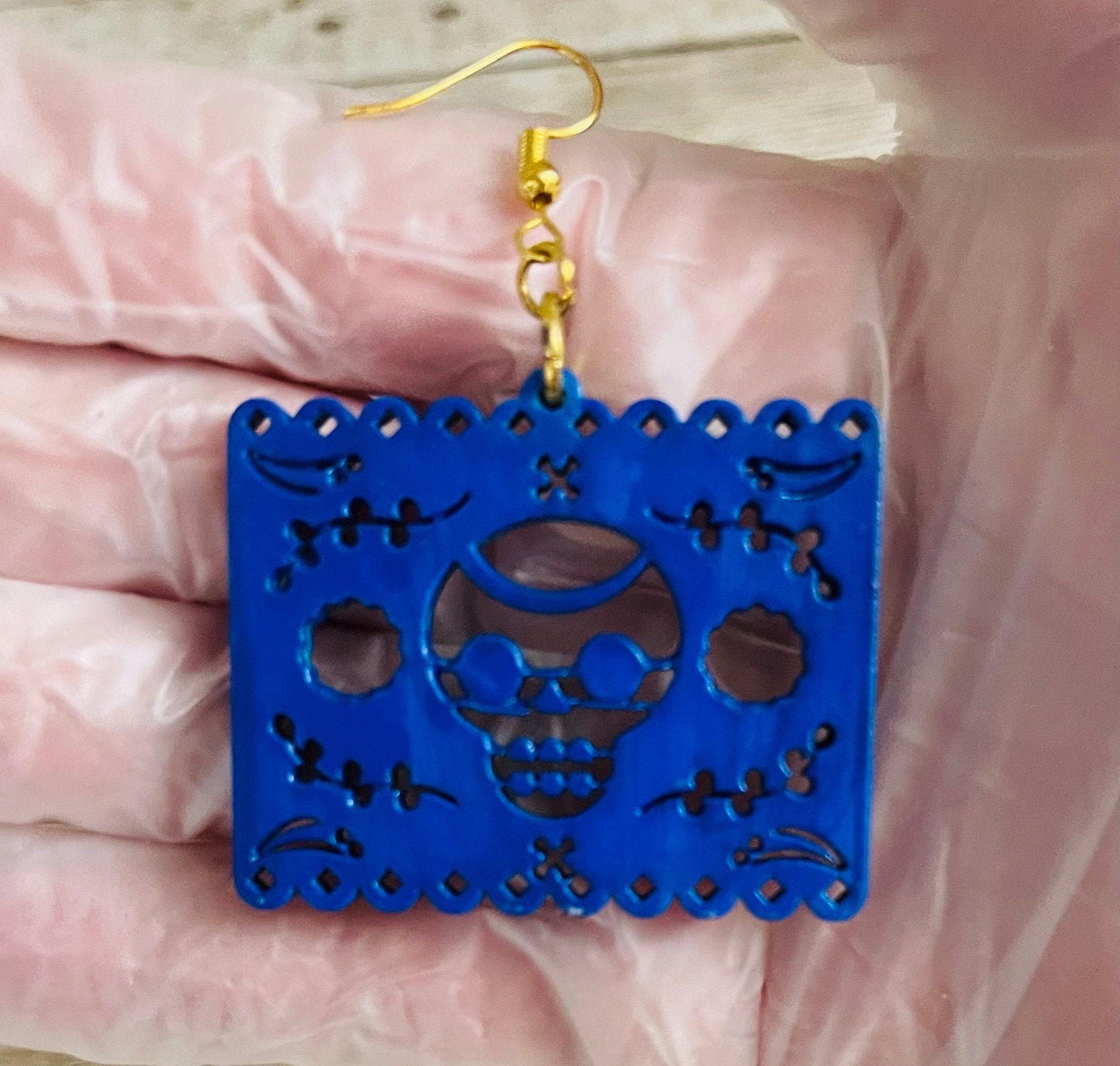 2x Day of the Dead Earrings 2 Pares de Aretes de Dia de Muerto