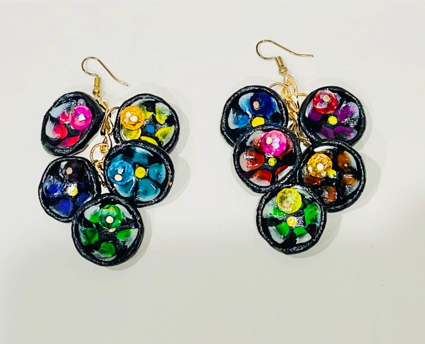 Mexican Artesanal Mini Clay Plate Earrings Aretes Artesanales Mexicanos de Platitos de Barro