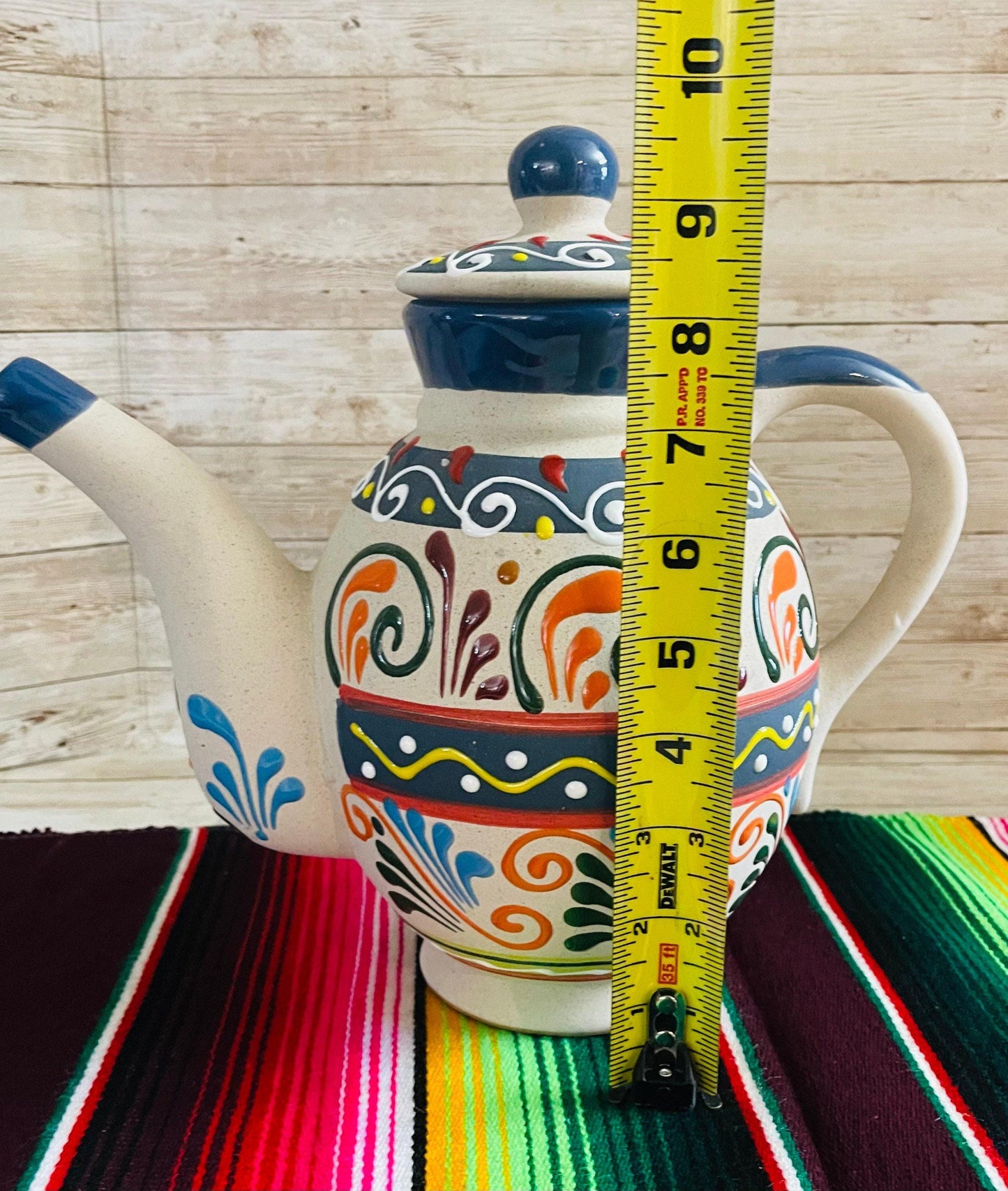 Terra Cotta Mexican Art Pottery CoffeeTea Pot Jarra Lechera Cafetera Artesanal Mexicana Engove