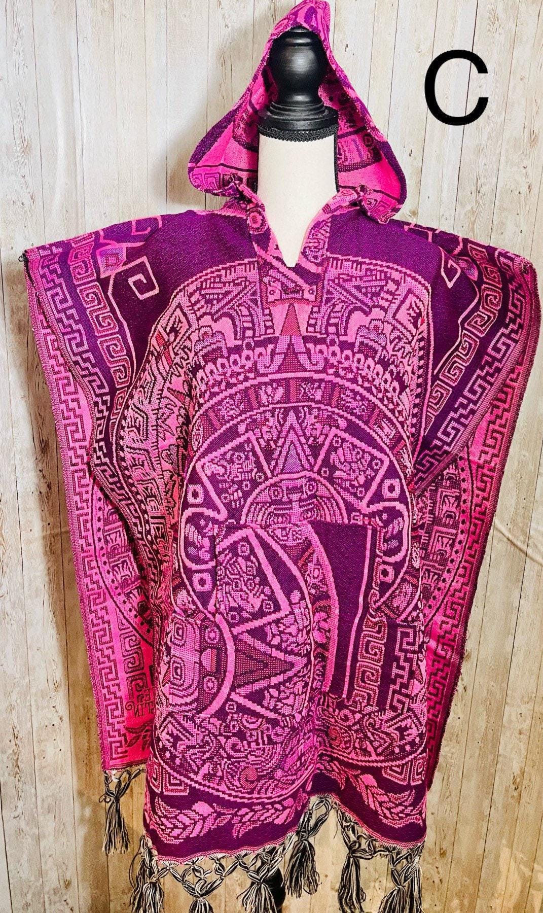 Poncho Gavan Mexicano Calendario Azteca con Gorra Mexican Hoodie