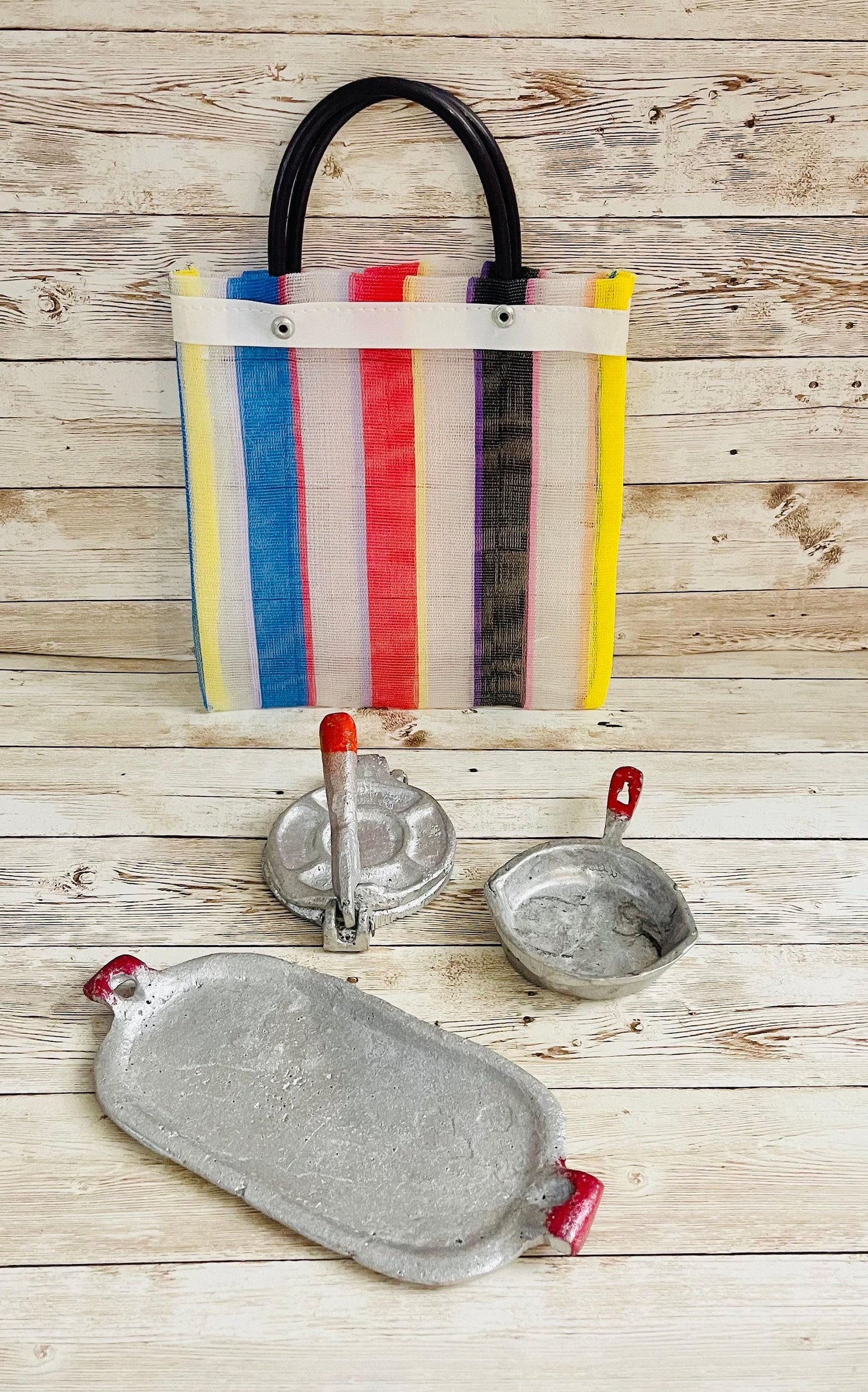 Mexican Kids Kitchen Pan Pot Skillet Juego Mexicano para Niños Incluye Tortillero Comal Sarten con Bolsita