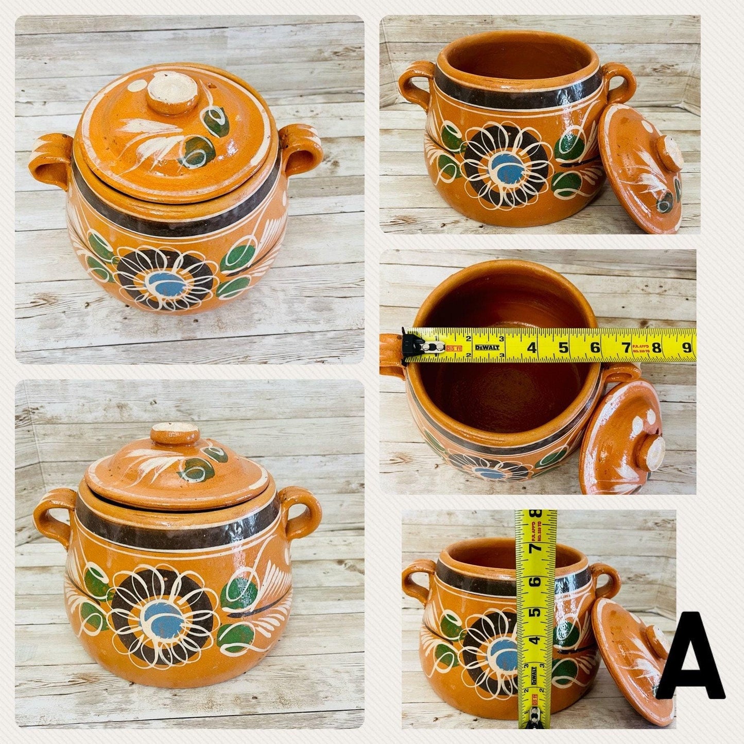 Terra Cota Clay Pot for Beans Soups Olla Tonala de Barro para Caldos Frijoles Sopas