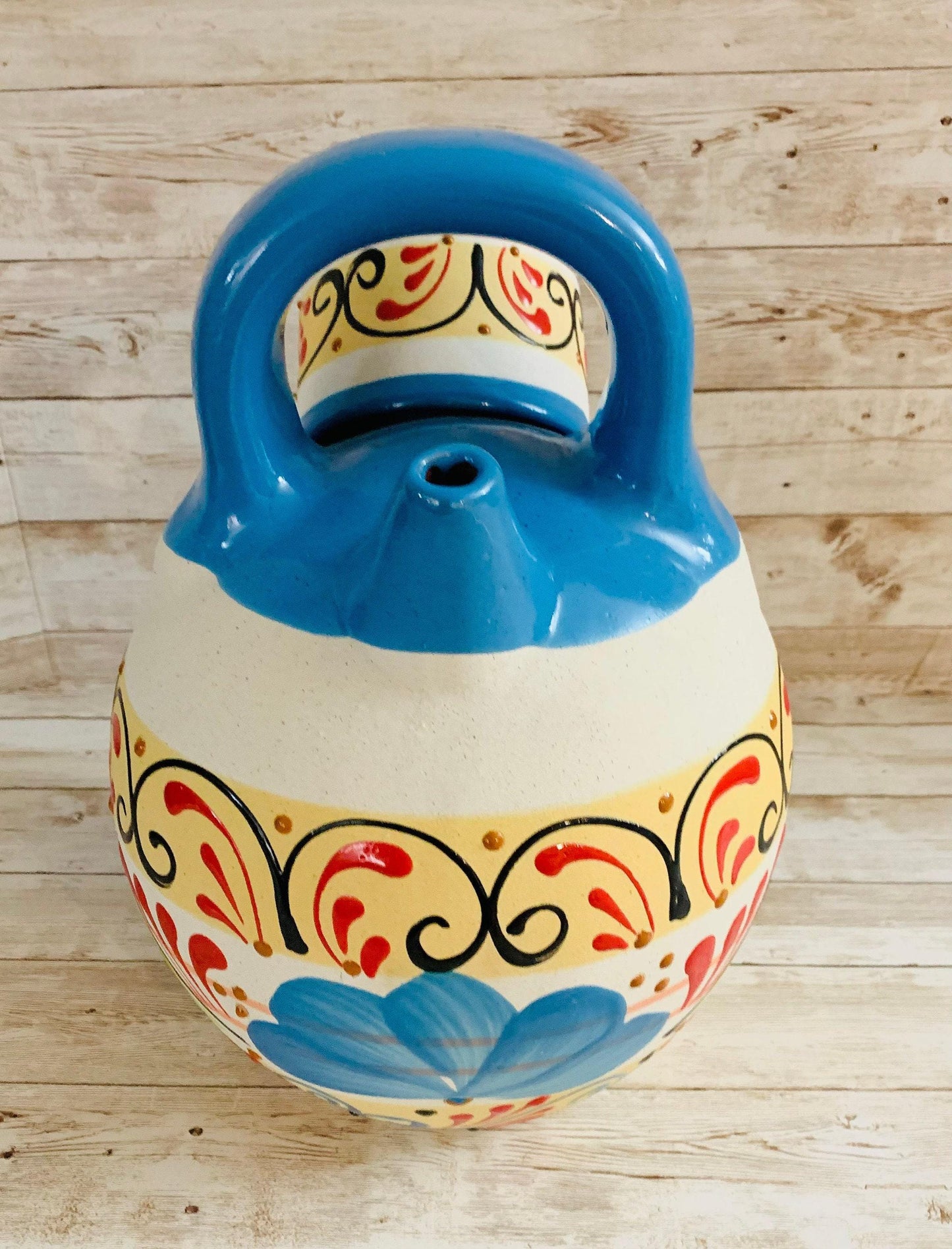 Terra Cotta Mexican Art Water Jug with Cup Garrafon de Barron Artesanal Mexicana con Vaso