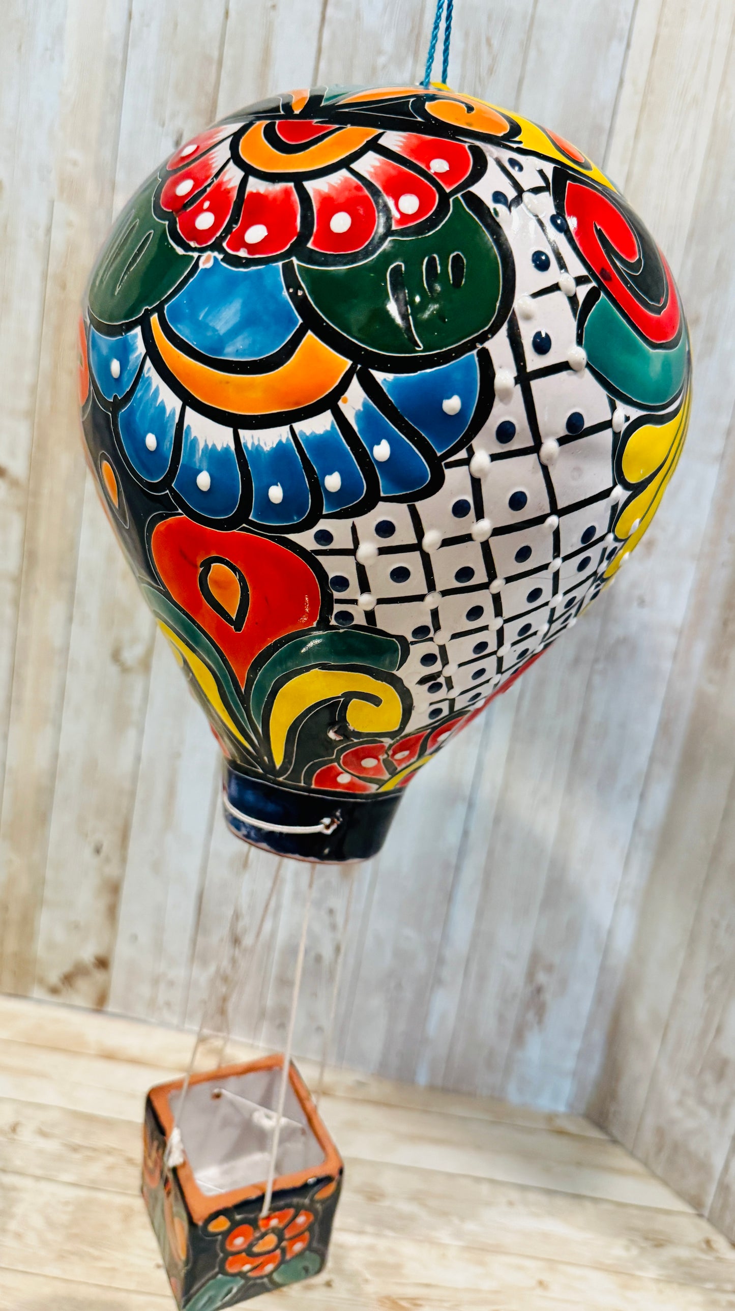 Mexican Talavera Hot Air Ballon Ceramic Hanging Decor Globo Aerostático Mexicano de Talavera Globo de Aire