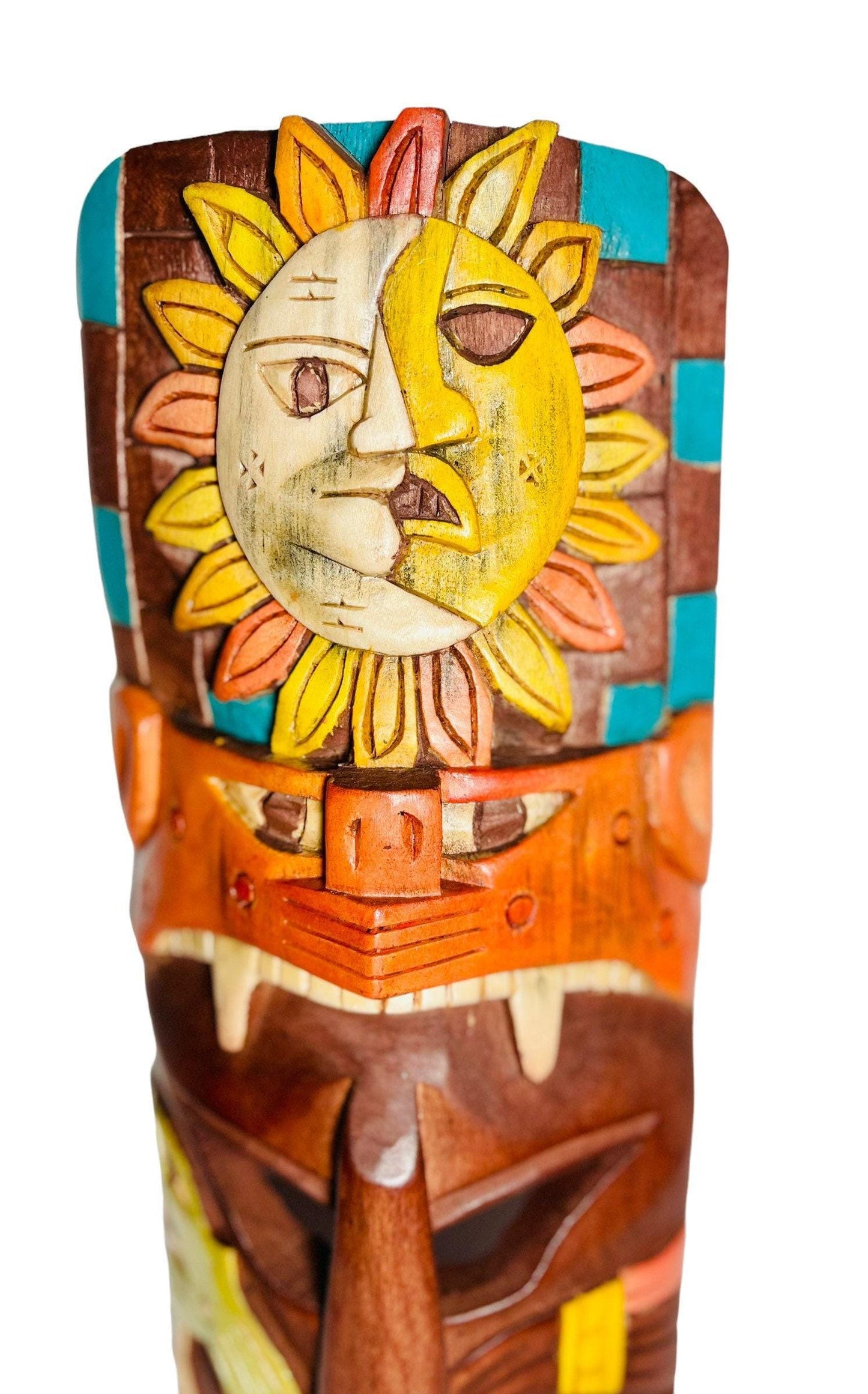 Prehistoric Wooden Mask Mayan Culture Hand Carved Mexican Wall Art Artesanias Mexicana Mascara Maya De Madera