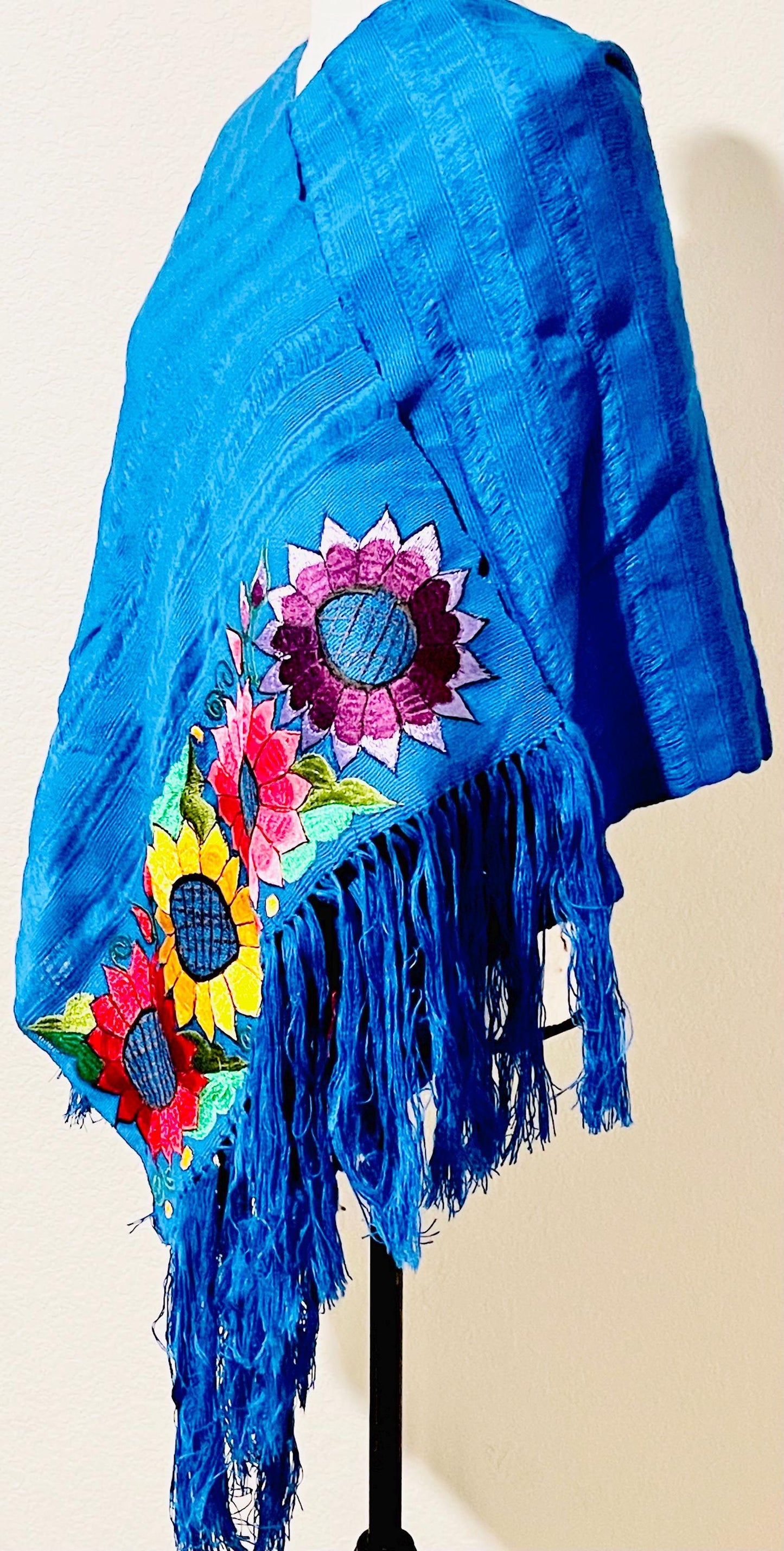 Mexican Embroidered Shawl Wrap Cover Reboso Mexicano Bordado