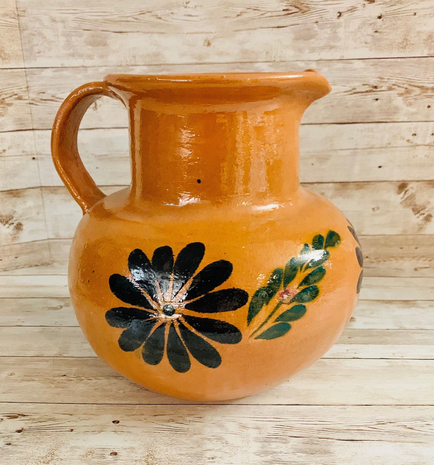 Terra Cotta Mexican Art Pottery Pitcher Jarra Artesanal Mexicana de Barro