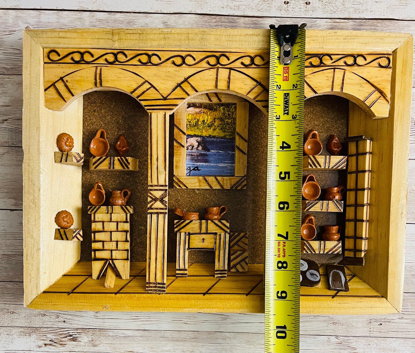 Mexican Kitchen Frame with Miniature Accessories Cuadro de Cocina Trastero Mexicano