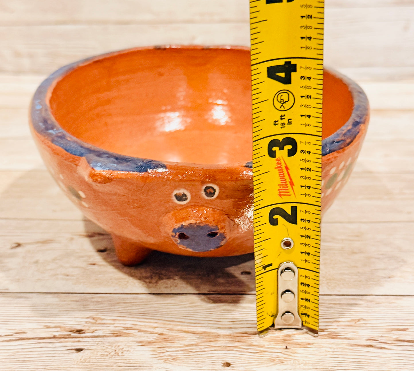Terra Cotta Mexican Pottery Salsa Pig Bowl Spoon Salsero de Barro Mexicano de Marranito