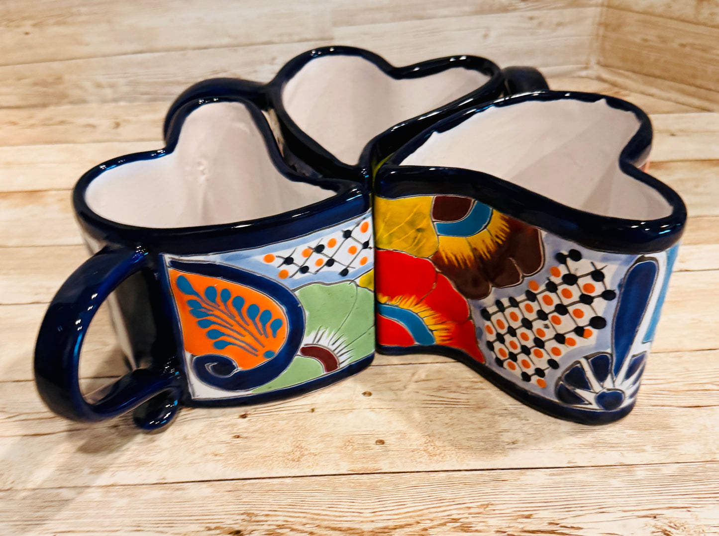 Tazas de Talavera en Forma de Corazon Mexican Heart Shaped Talavera Mugs