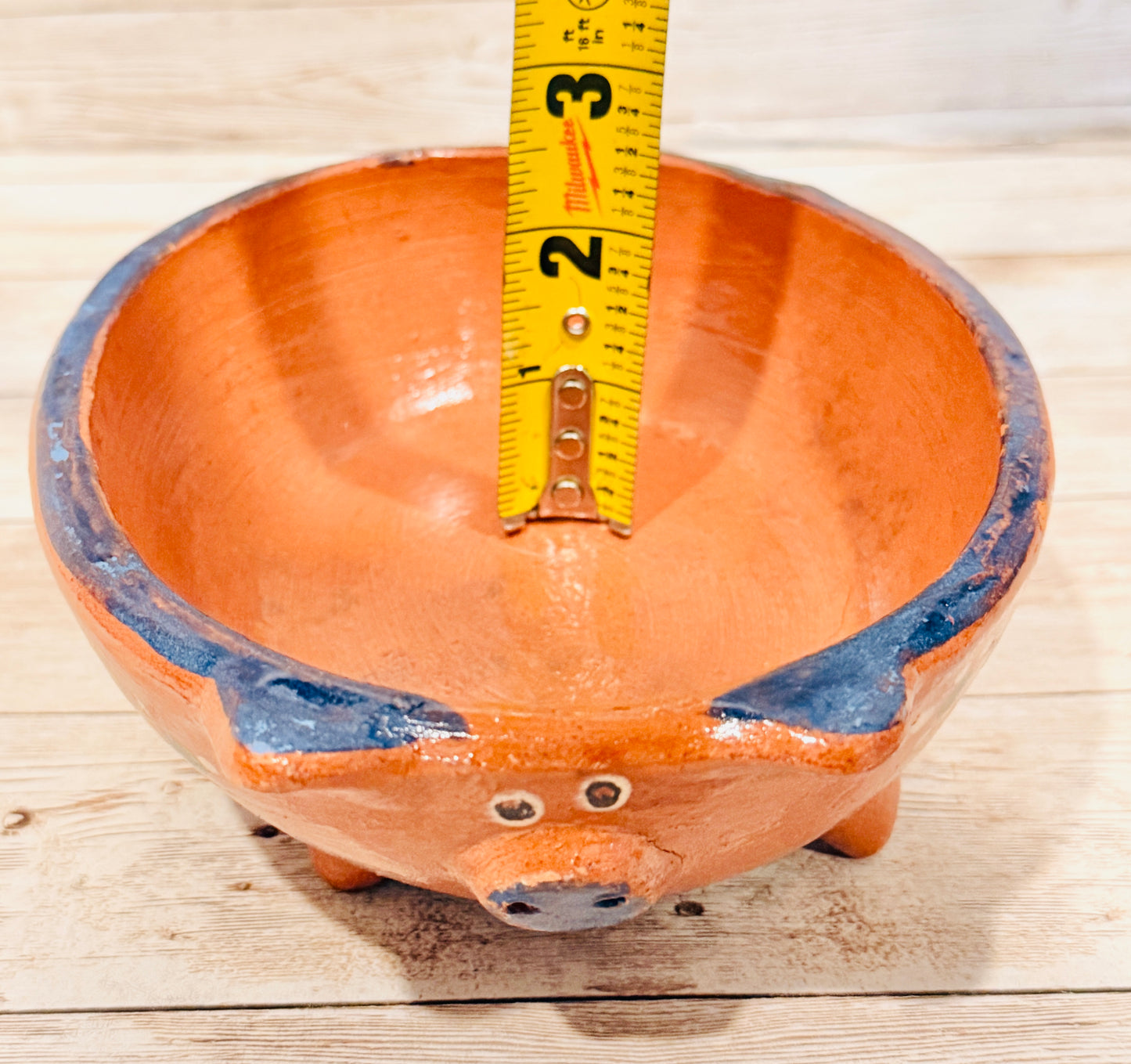Terra Cotta Mexican Pottery Salsa Pig Bowl Spoon Salsero de Barro Mexicano de Marranito