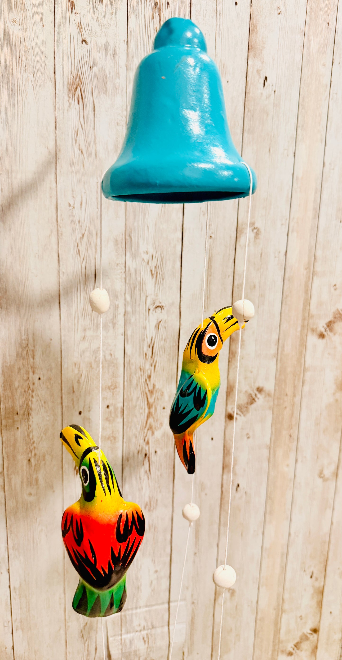 Mexican Ceramic Toucans Wind Chime Campana de Viento Mexicana de Tucanes