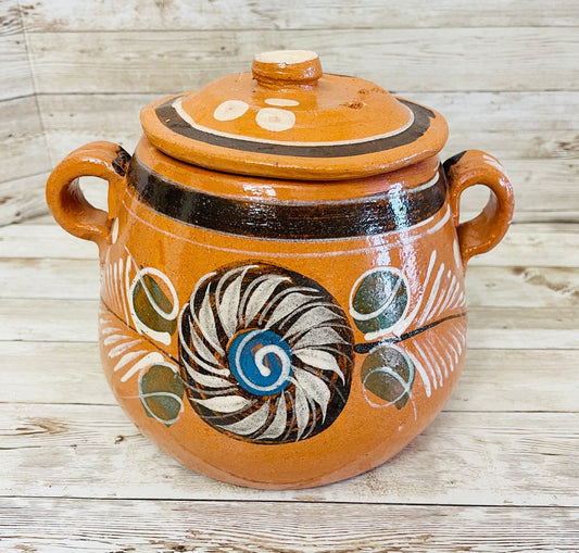 2 Liter Terra Cota Clay Pot for Beans Soups Olla Tonala de Barro para Caldos Frijoles Sopas 2 Litros