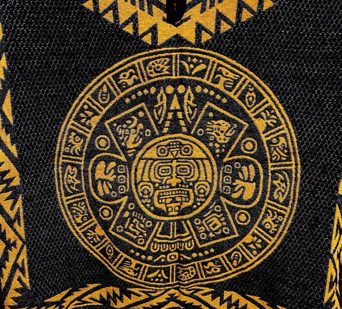 Mexican Poncho Aztec Calendar Poncho Gavan Calendario Azteca con Amor Eterno