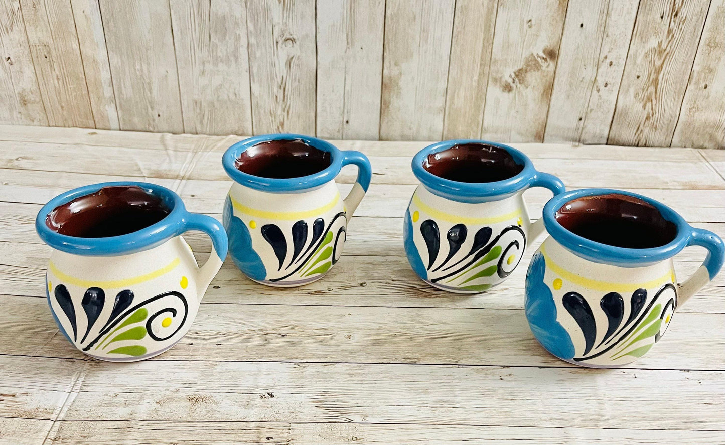 Terra Cotta Mexican Art Pottery Pitcher and Cups Jarra Artesanal Mexicana