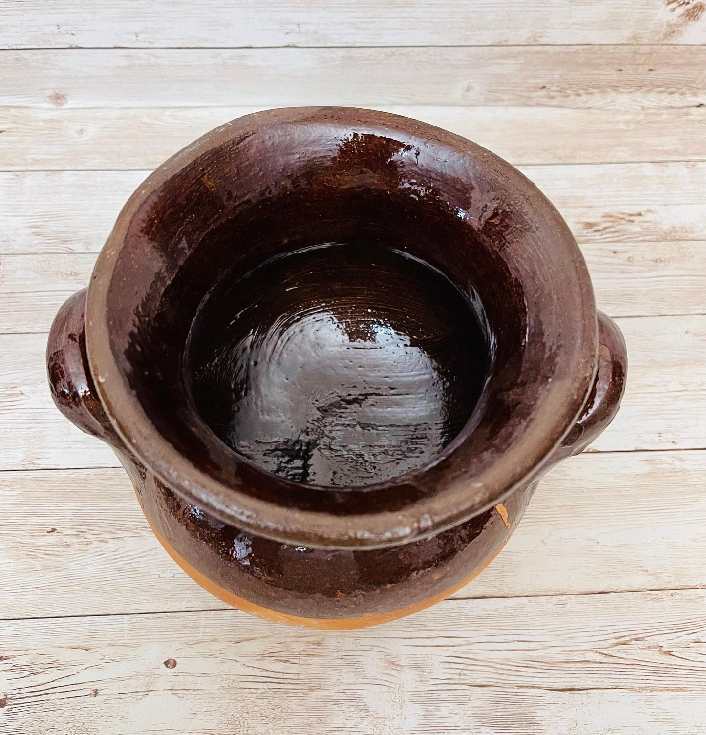 Taza/Olla Barro Vidriado Chocolatera y 1 Molinillo  Madera Terra Cota Hot Chocolote Personal Cup 5 in. Tall & 1 Wood Hot Chocolate Grinder