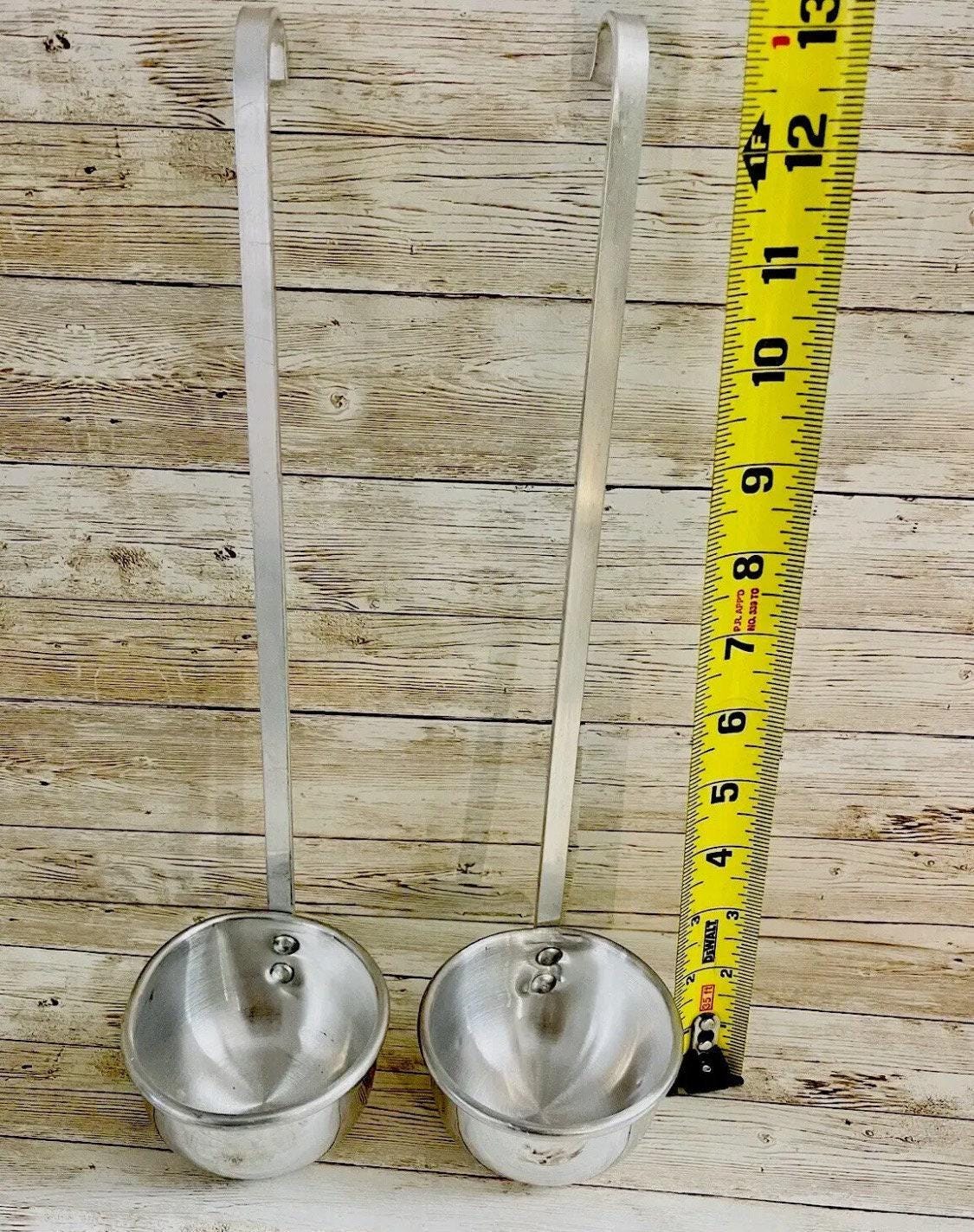 Mexican Ladle Aluminum Hooked Handle  Spoon for Vitrolero Lemonade Soup Cucharon De Aluminio Mexicano