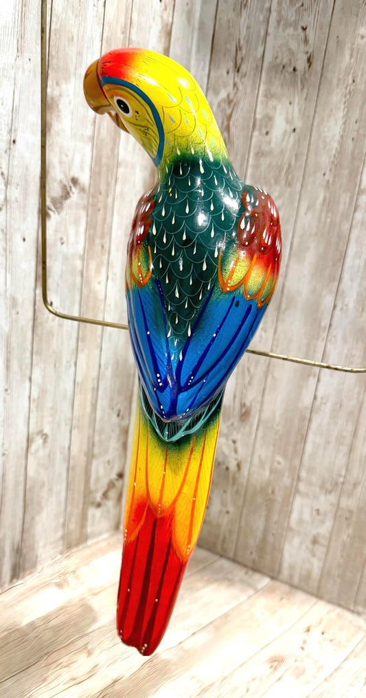 Hanging Exotic Bird in Ring Mexican Pottery Ceramic Pajaro De Cerámica