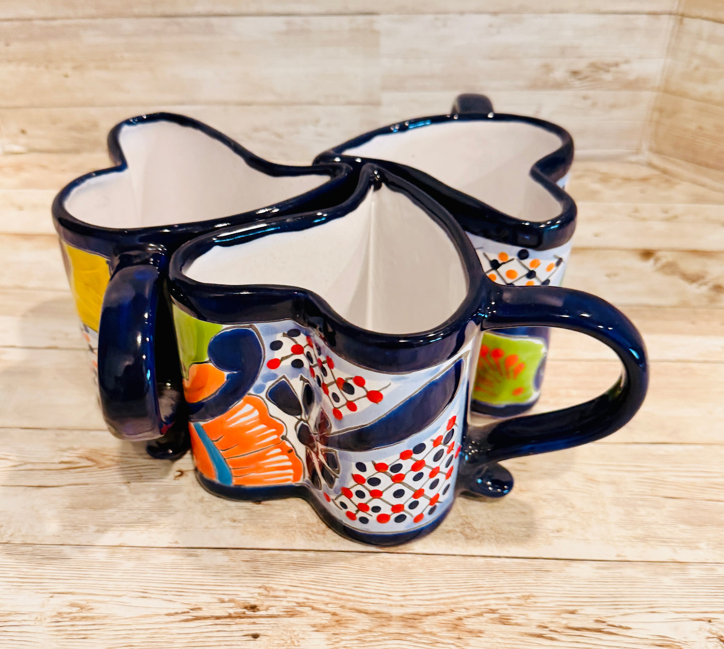 Tazas de Talavera en Forma de Corazon Mexican Heart Shaped Talavera Mugs