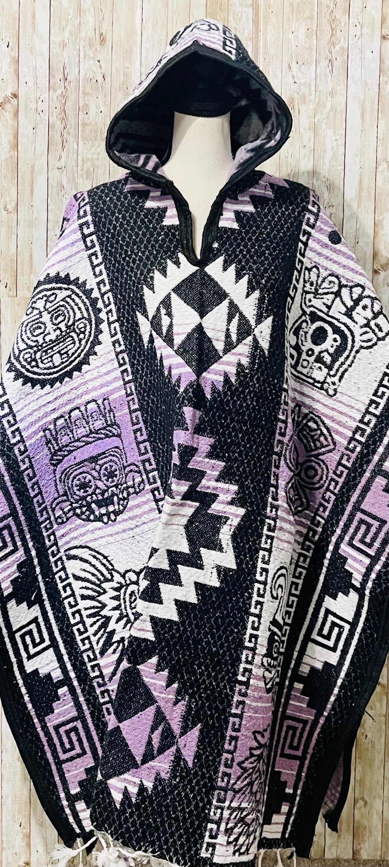 Mexican Greek Aztec Calendar Double Sided Poncho Poncho Mexicano Doble Vista Calendario Azteca Greco