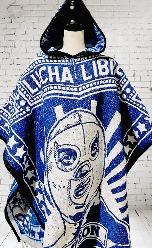 Mexican Poncho Gavan de Lucha Libre El Santo y Blue Demon